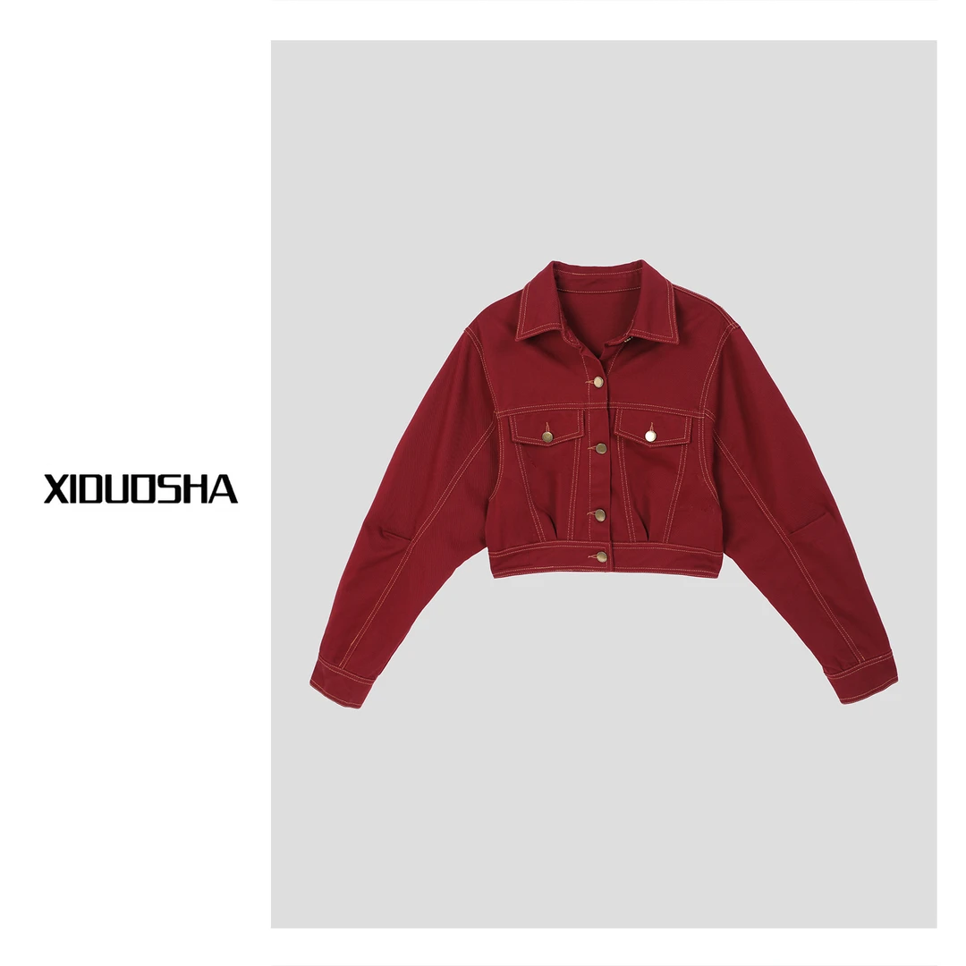 XIDUOSHA/喜朵莎原创设计师款复古宽松翻领牛仔外套XDS600