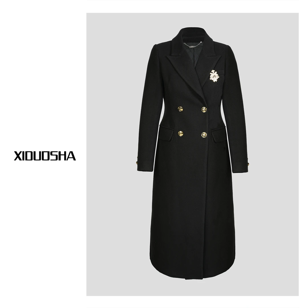 XIDUOSHA/喜朵莎设计款简约大气款加厚保暖显瘦长款风衣XDS866