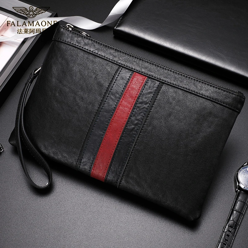 正品法莱阿玛尼轻奢时尚男士手包休闲百搭夹包商务休闲男包腋下包