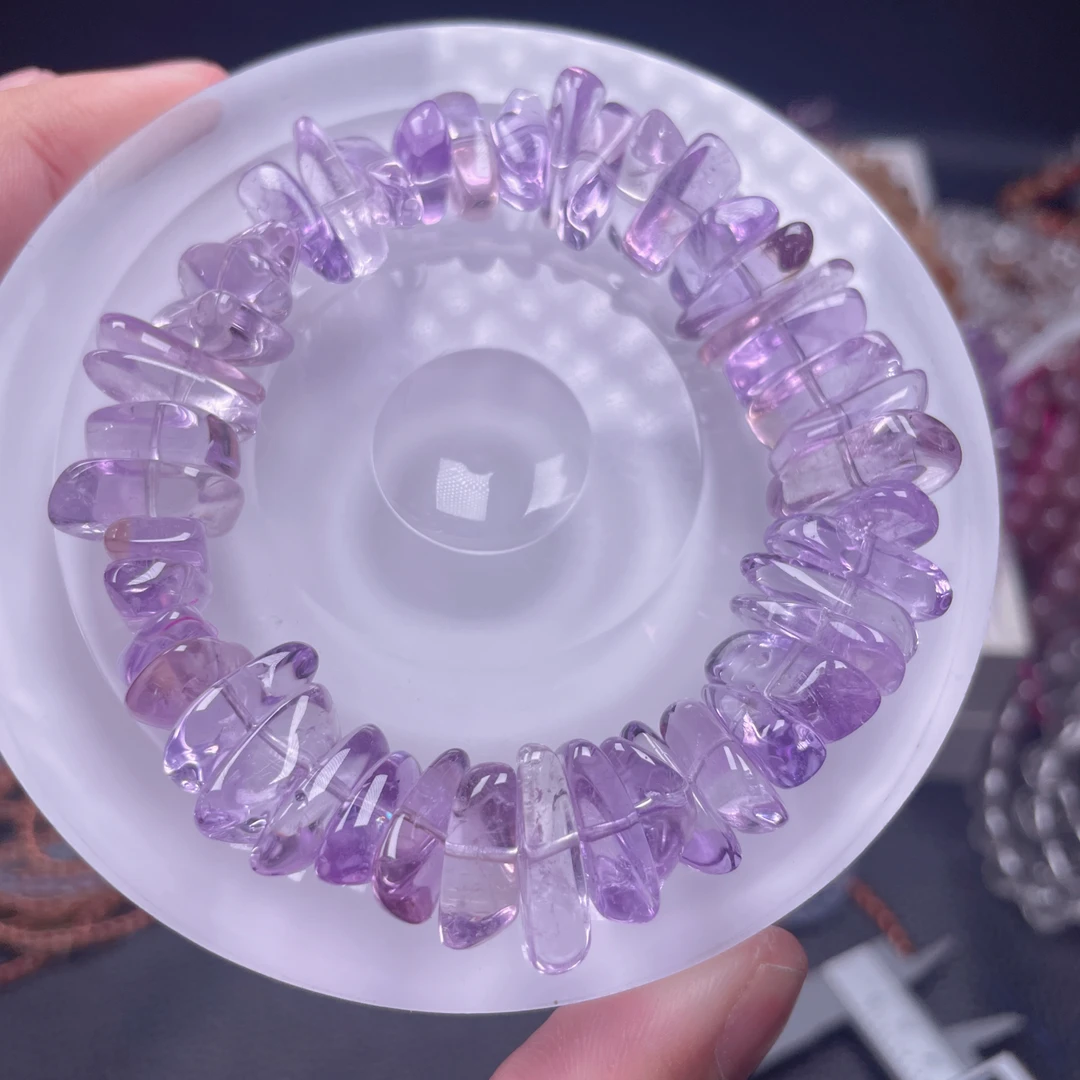 玻利维亚紫水晶不规则原始切割手工紫水晶女生时尚手链