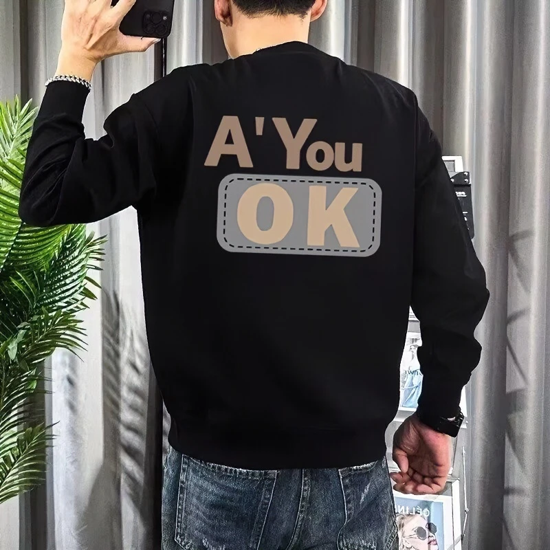 2024秋冬新款潮牌休闲男士卫衣印花字母高端帅气时尚百搭圆领卫衣