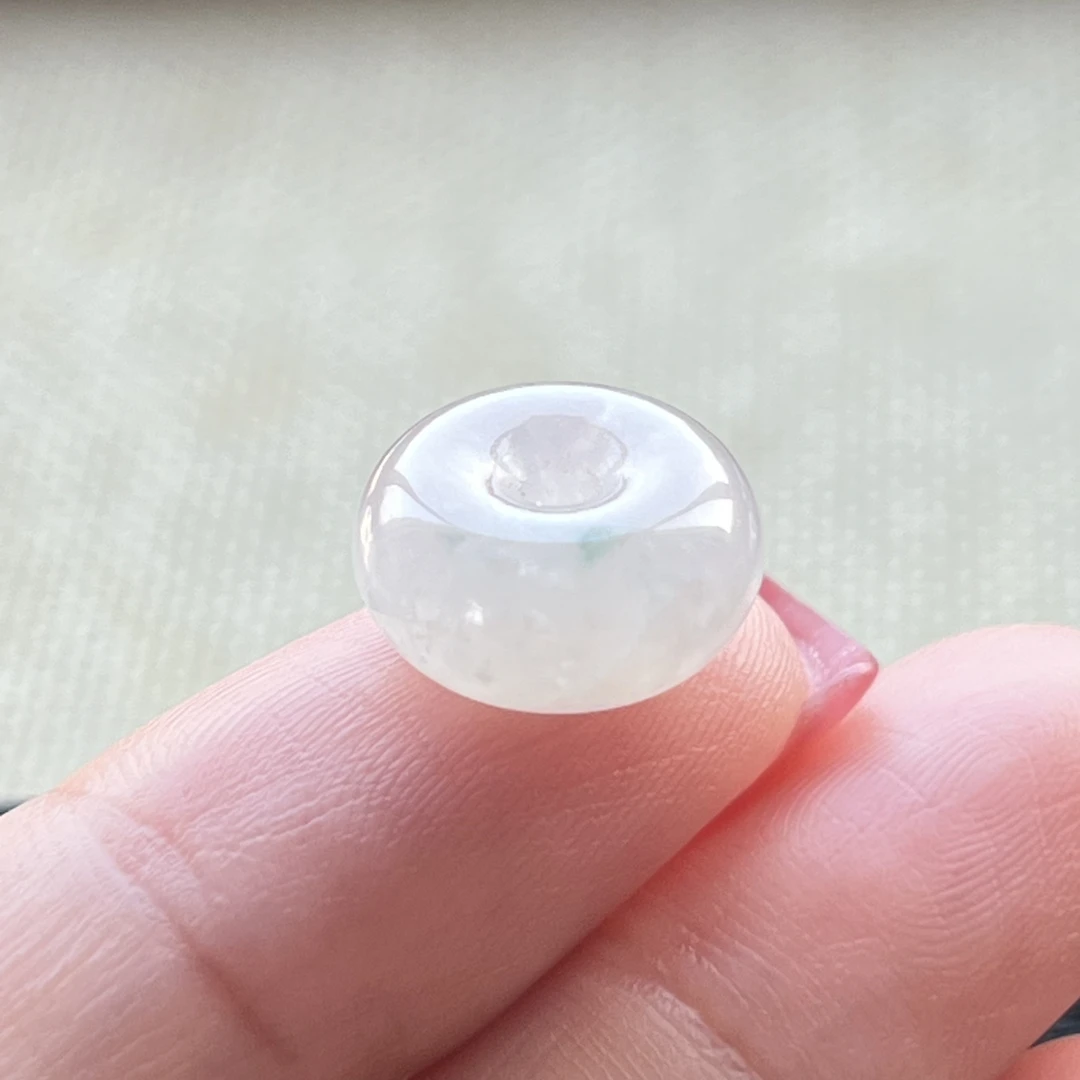 冰粉飘花小平安扣吊坠天然缅甸a货翡翠面包扣子挂坠DIY手绳配件