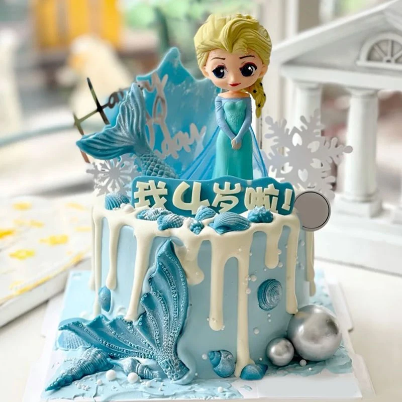 艾莎公主儿童生日蛋糕冰淇淋夹心抖音团购同城免费配送女孩全国店