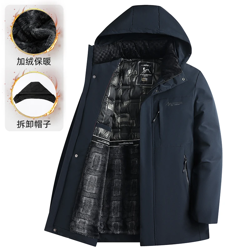 2023年冬季棉服加绒加厚中年男士休闲上衣爸爸款商务通勤棉衣外套