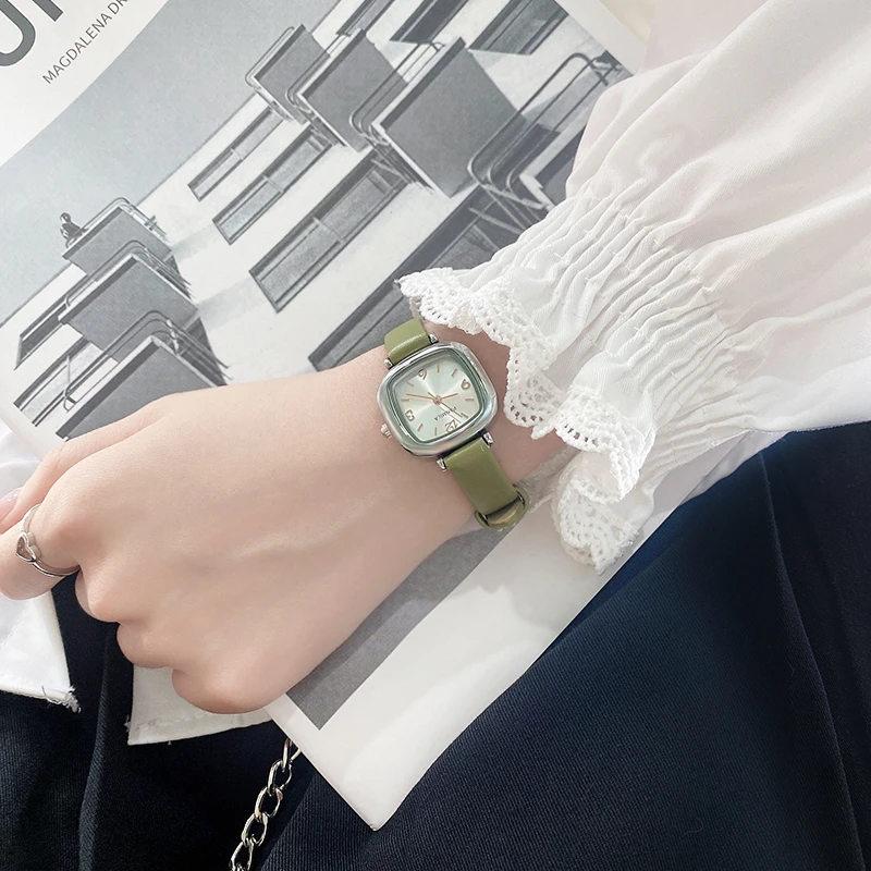 番米拉复古防水女士手表女简约女学生时尚气质方形百搭女款表0619