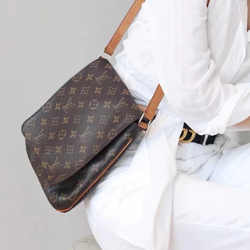 90新 LouisVuitton/路易威登 LV老花单肩包竖版王菲