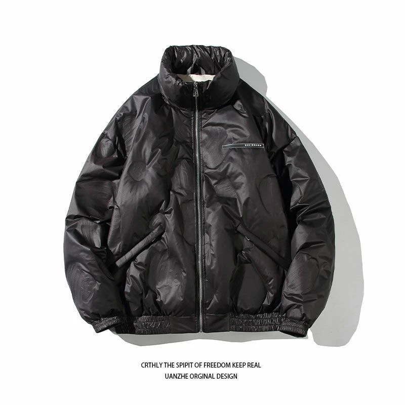 男女同款棉服填充羽毛绒九十宽松立领外套情侣同款