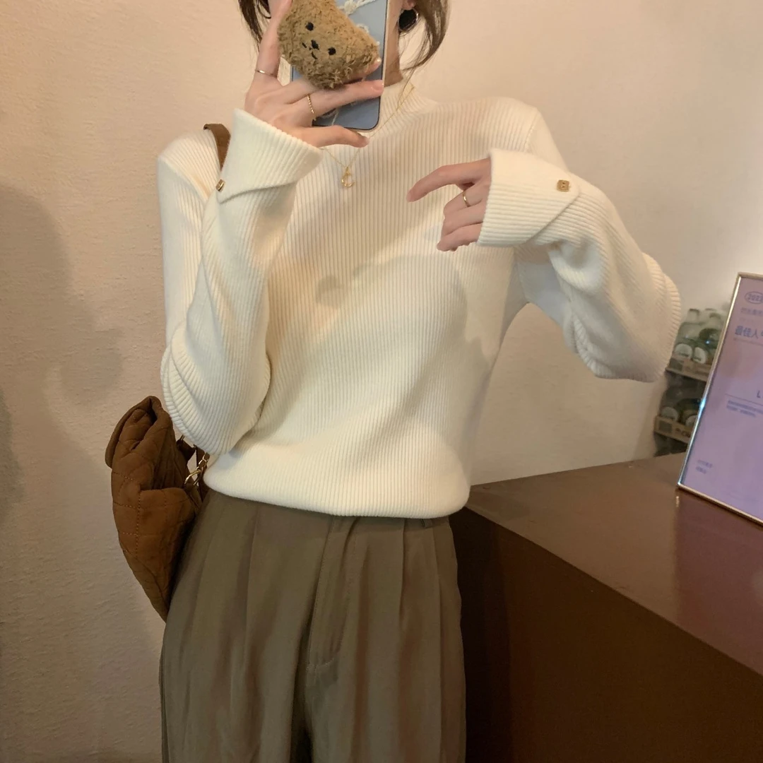 针织衫哺乳女半高领打底衫内搭秋冬毛衣2024新款产后早秋喂奶上衣