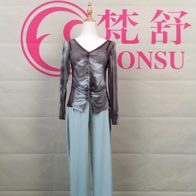梵舒夏季新款舞蹈纱衣上衣练功服上装修身舞服时尚女士纱衣XS3168