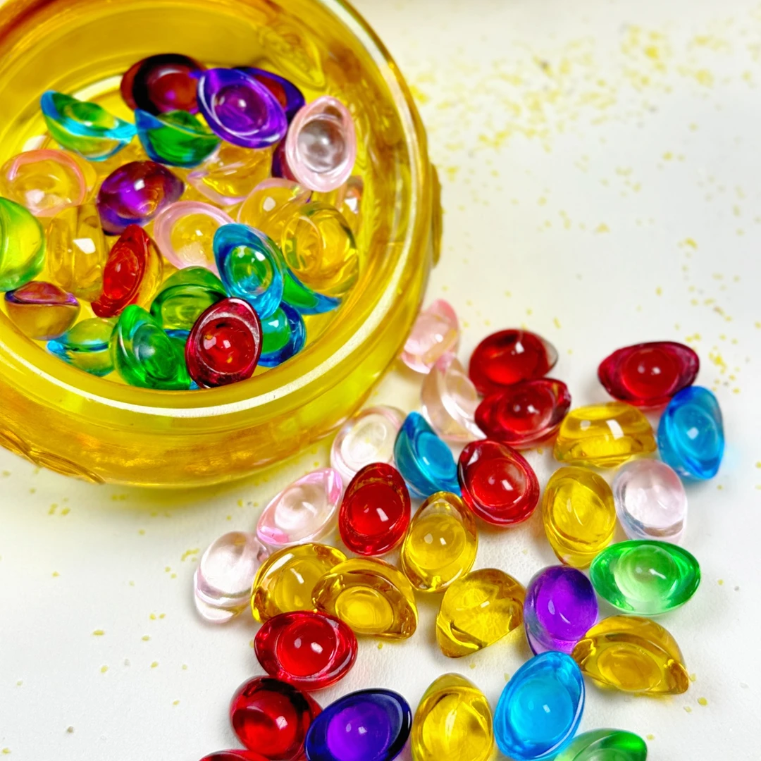 【直播拆】水晶小元宝许愿七彩招财摆件