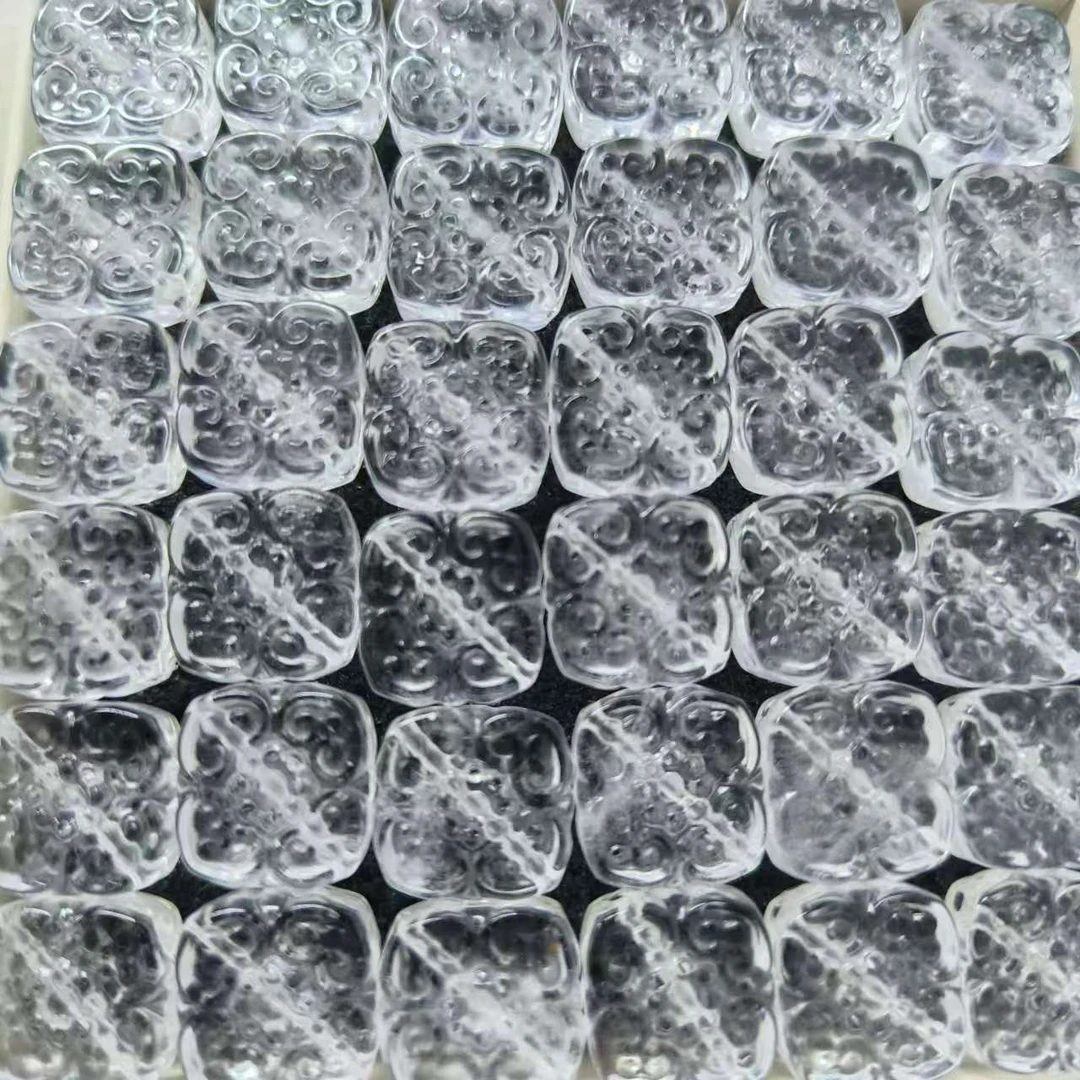 白水晶四方如意斜孔多样性随机发货BS145