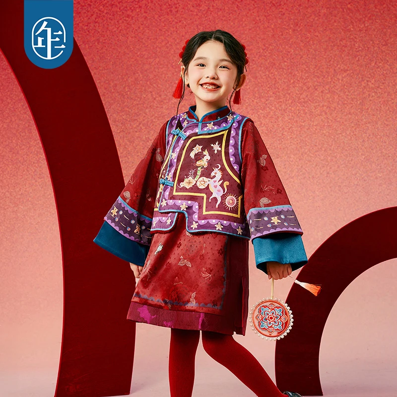 【东方童话】年衣女童套装唐装中式儿童旗袍马甲2件套（适宜唐装女童