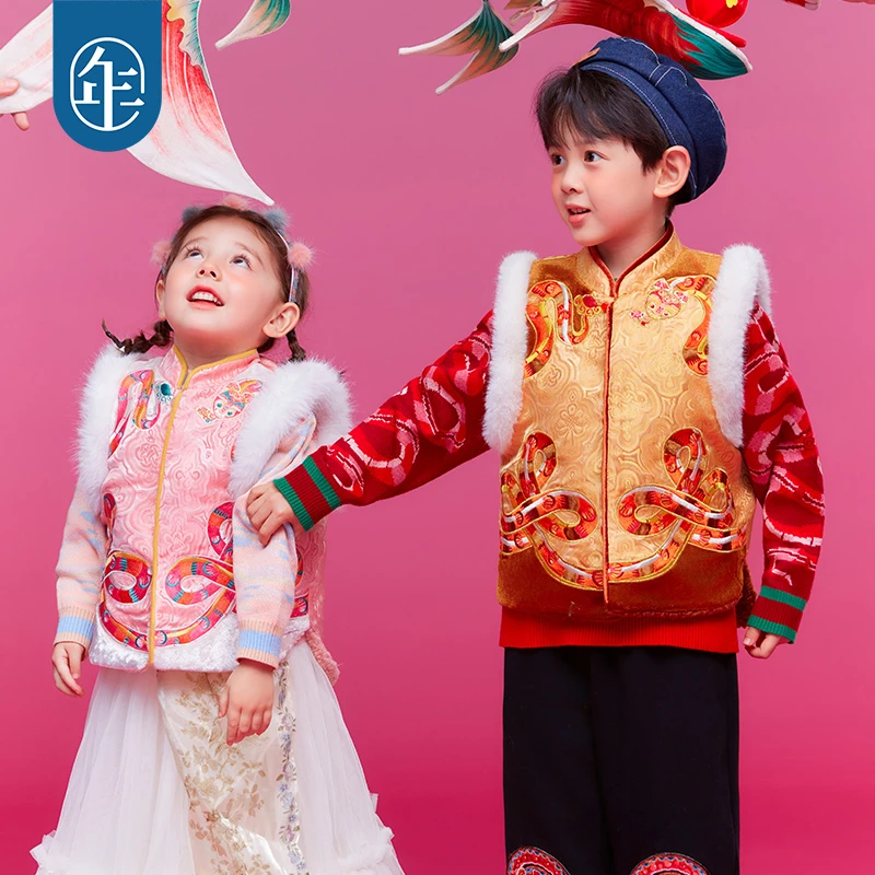 年衣童装儿童棉马甲女秋冬新款婴儿小马褂男宝马夹背心拜年服潮