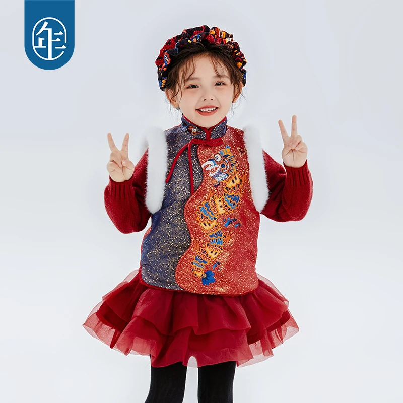 年衣童装儿童棉马甲女秋冬新款婴儿小马褂男宝马夹背心拜年服潮