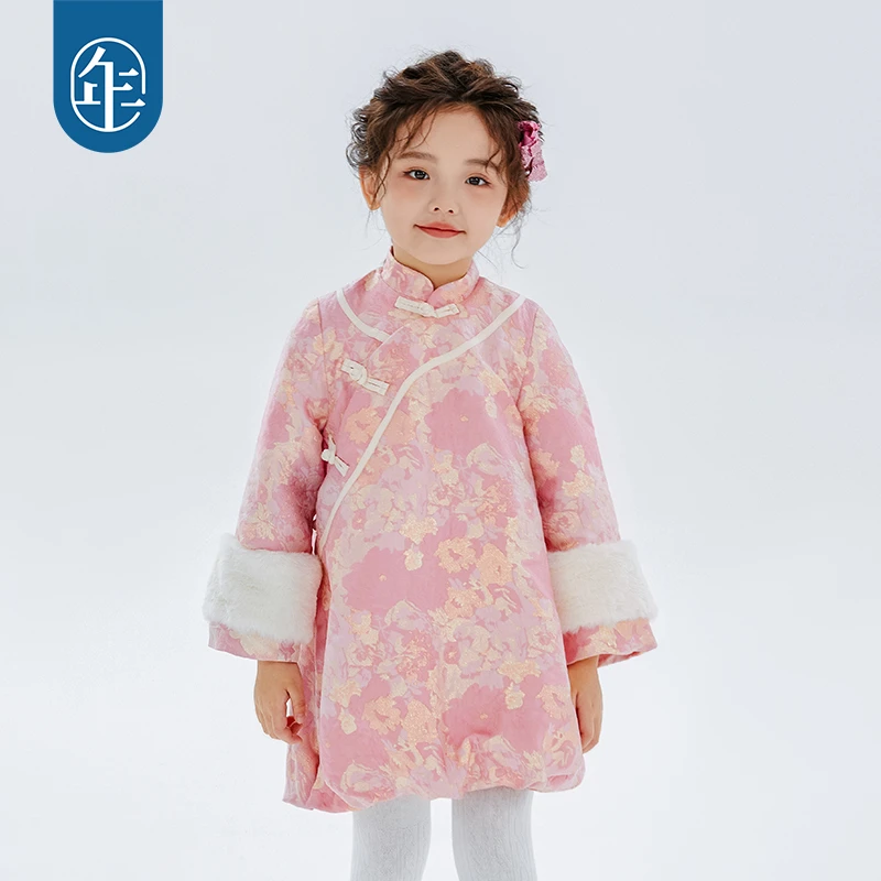 年衣童装女童棉服外套2023冬新款宝宝洋气加厚新中式保暖年服旗袍