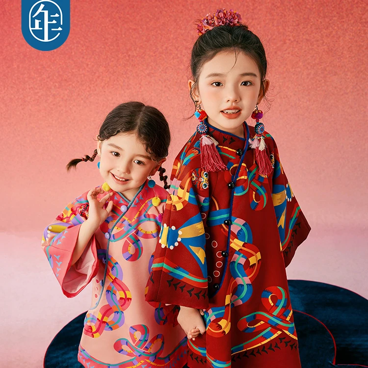 年衣童装女童旗袍秋冬2024新款连衣裙儿童裙子加绒拜年服礼服