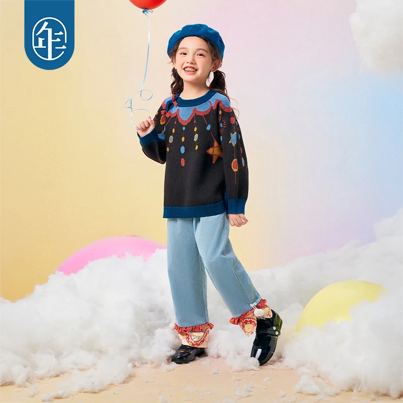 【喜乐无限长裤】年衣童装女童裤子秋款儿童灯芯绒宽松长裤阔腿裤