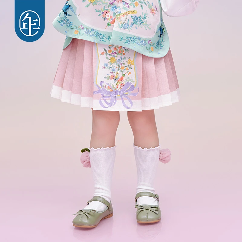 【沪上画报半裙】年衣童装女童春夏新款半身裙绣花中国风儿童腰裙