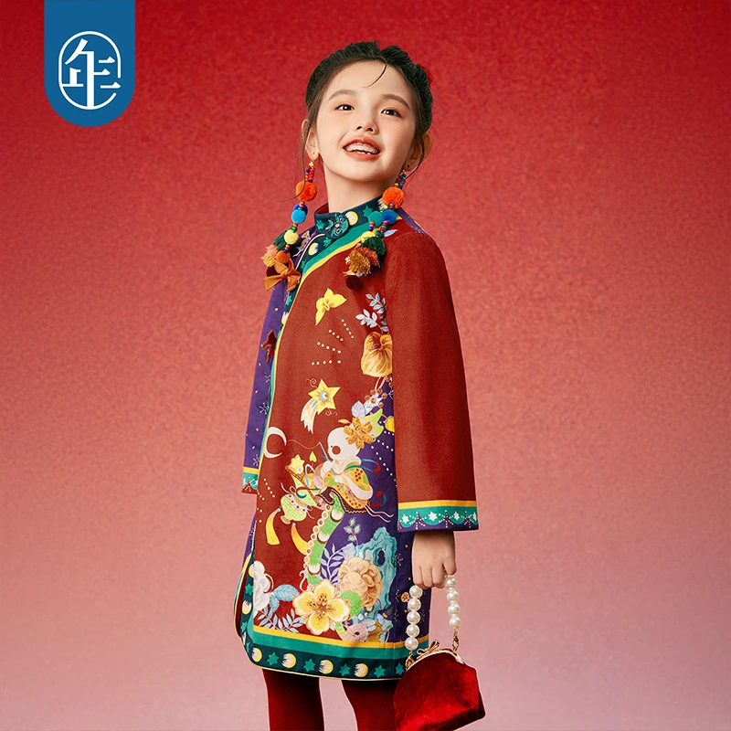 年衣童装女童连衣裙2024新款儿童旗袍裙子秋冬中式加绒宝宝厚