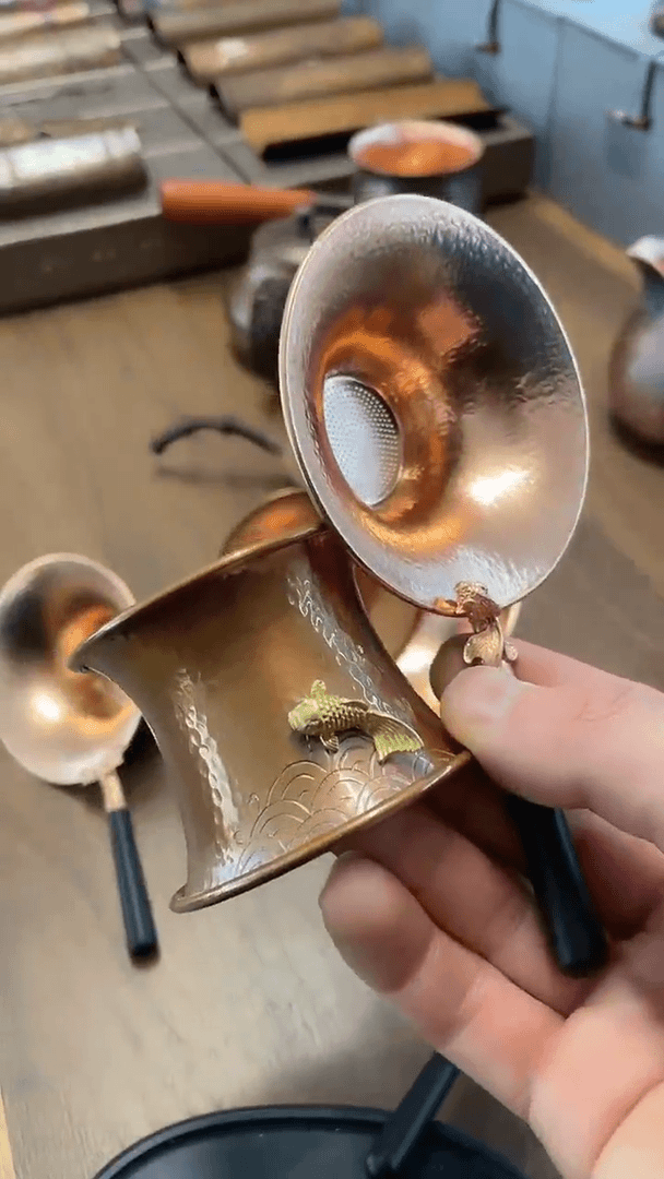 【闪购商品】紫铜锦鲤茶漏套组