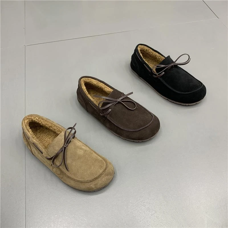保暖棉瓢鞋男冬季加绒懒人一脚蹬乐福鞋男士开车鞋软底豆豆鞋