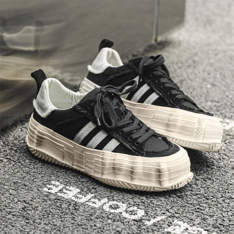 百搭休闲鞋厚底2023新款男鞋秋季款运动男款溶解鞋潮牌帆布鞋板鞋