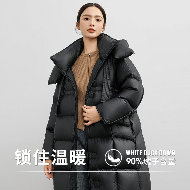 【M家】轻奢泡芙系列零压羽绒服冬季新款冬季长款可拆卸帽鸭绒外套