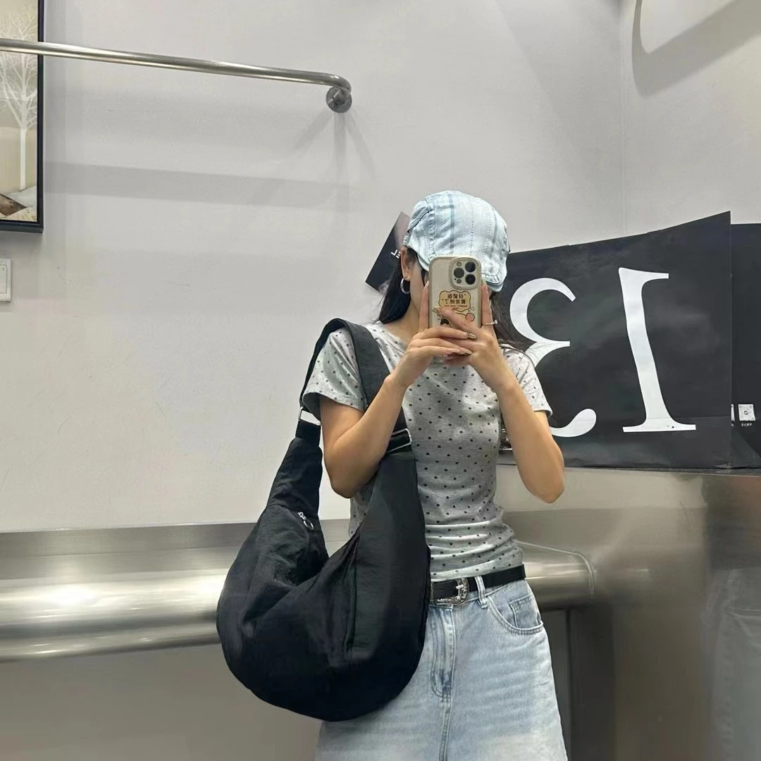 韩版慵懒风碎花豹纹小众通勤大容量单肩包斜挎韩系尼龙帆布包女士