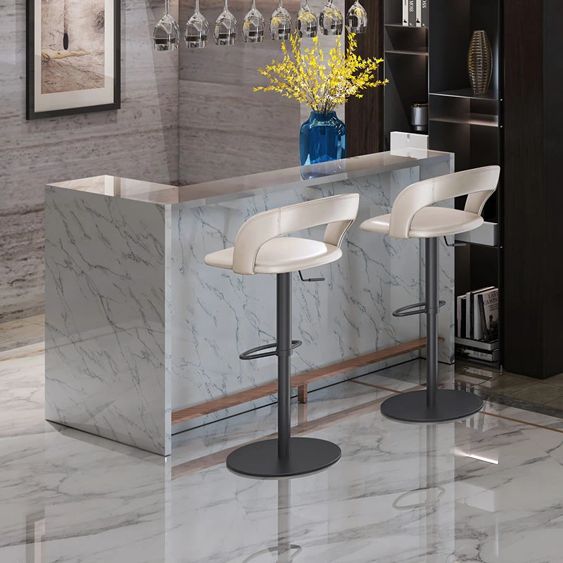 和顿 意大利进口牛皮吧台椅 头层牛皮家用岛台高脚凳意式轻奢782