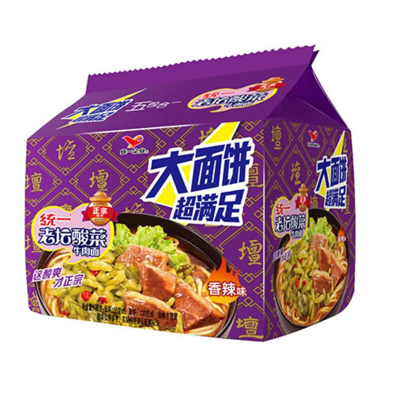 统一 老坛酸菜牛肉大面饼五合一 150g*5
