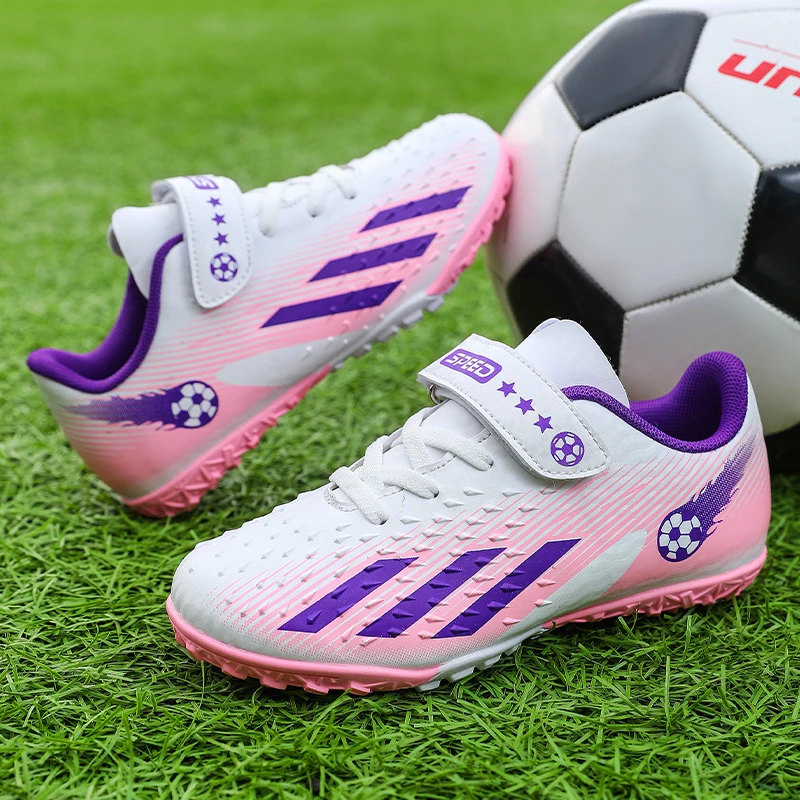 2023新款小孩魔术贴男童学生透气tf碎钉训练鞋女童足球训练鞋