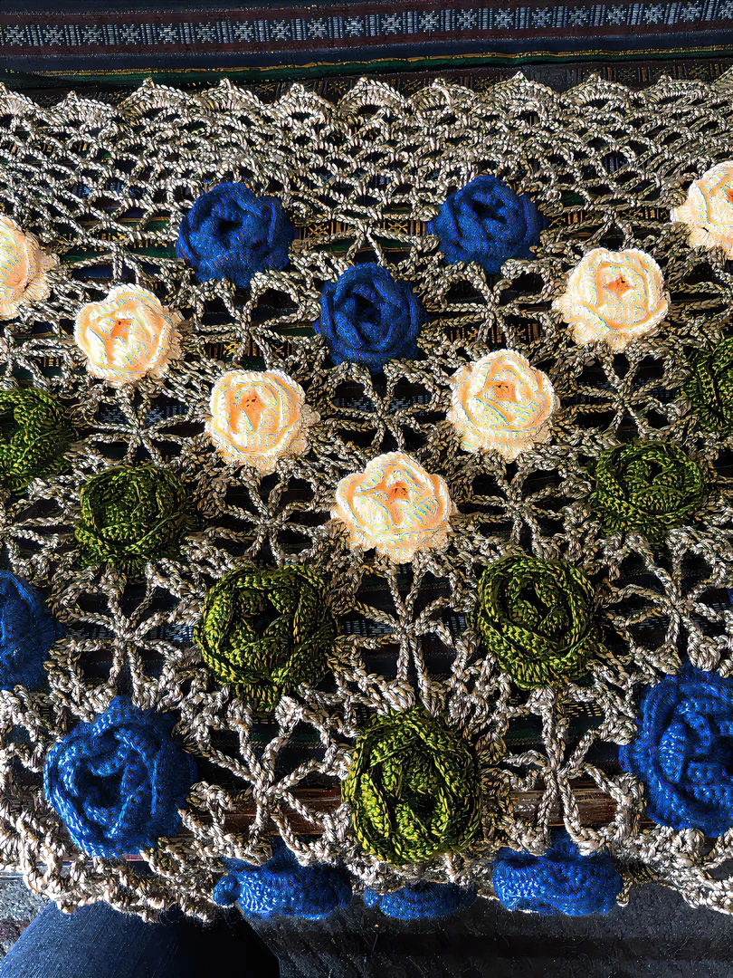 沙发盖巾成品纯手工编织，纯晴论亚克力材质不起球不掉色