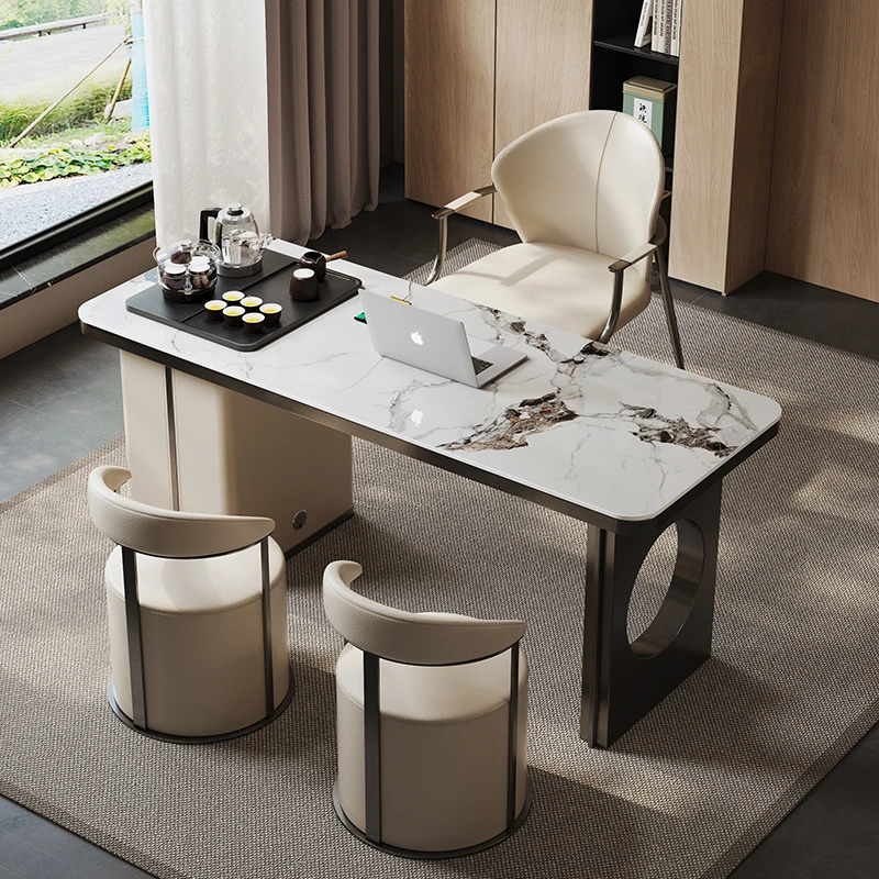 轻奢岩板茶台桌办公室功夫泡茶桌椅小户型现代简约阳台茶桌椅组合