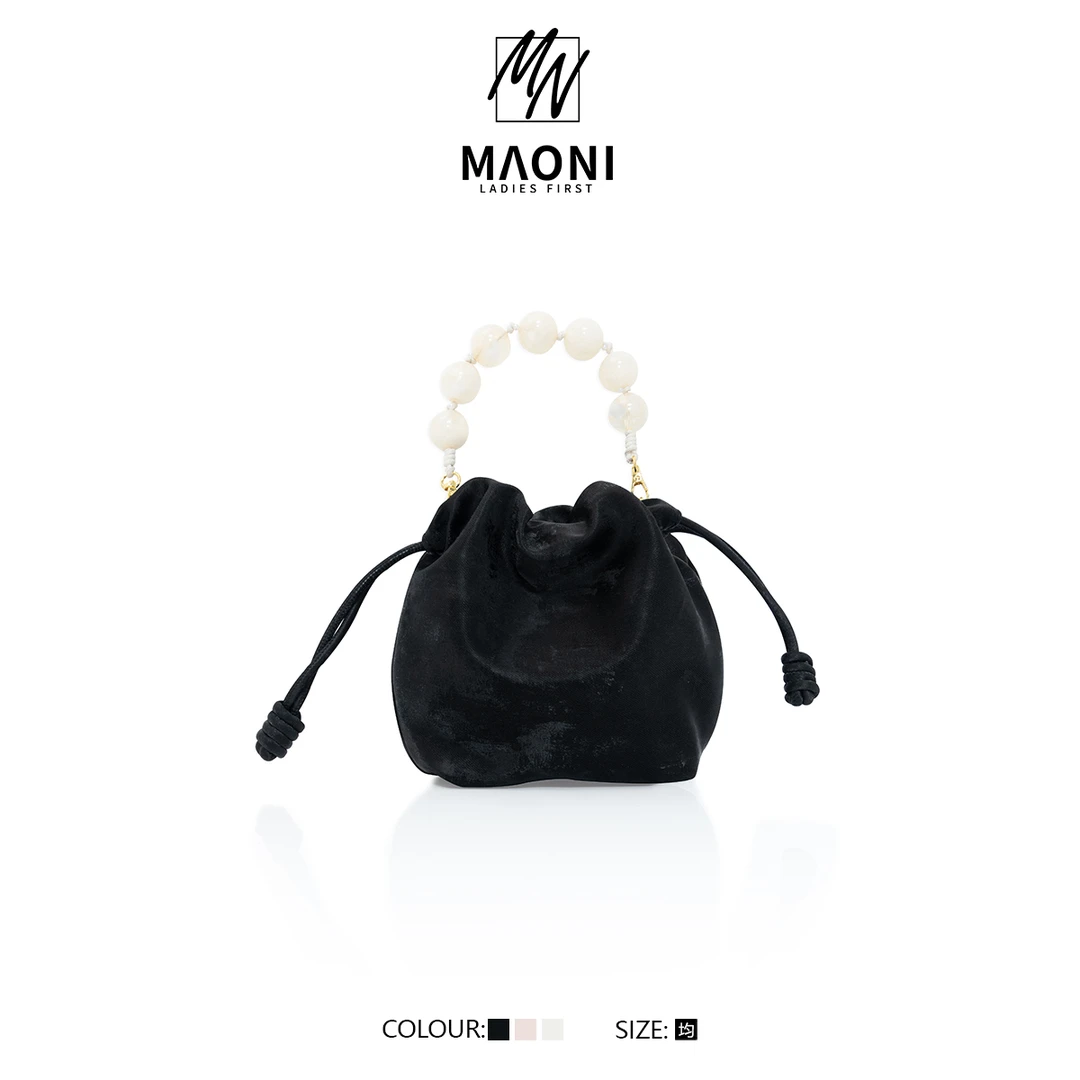 毛妮LADIESFIRST【缎面晕染】新中式国风串珠可拎束口泡芙包DX8836