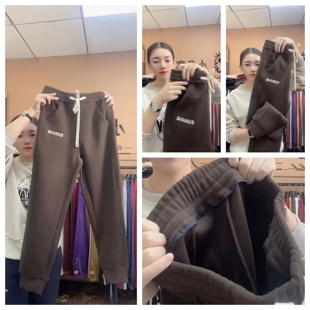 百搭时尚2024秋冬款防风裤束脚显瘦遮肉简约通勤纯色爆款休闲裤子