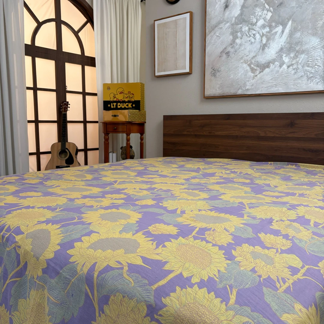 【金葵花-紫】纯棉双层纱床单（240*250cm）