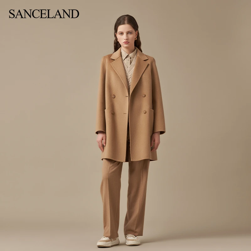 SANCELAND/三石一澜冬大衣H型摩登双面呢外套SG47123009