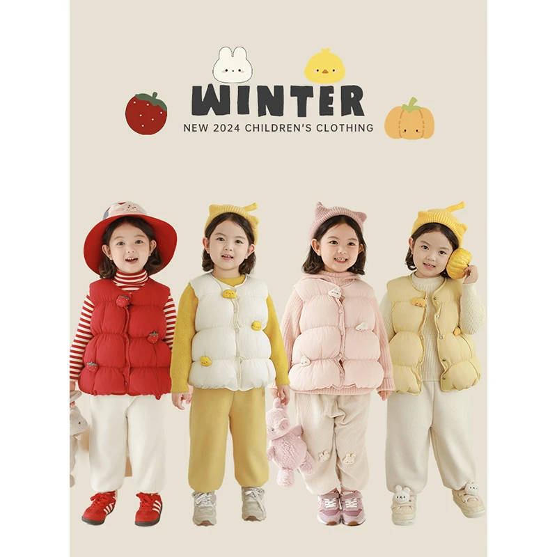 【清】YOEHYAUL/幼悠【可爱随行】冬三波秋冬女童棉服汉服马甲 AD0354