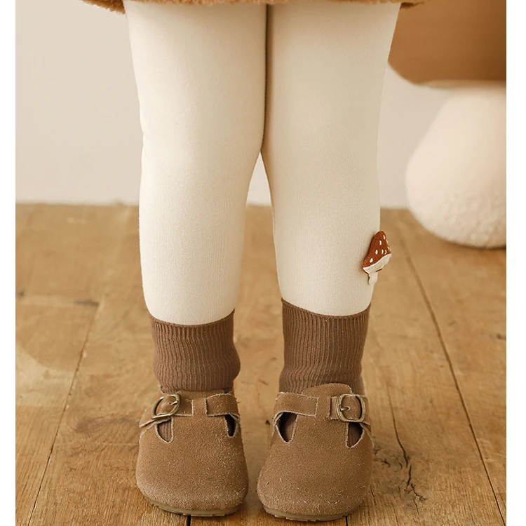 幼悠女童加绒卡通小熊打底裤宝宝裤子秋冬款儿童潮牌服装D4002