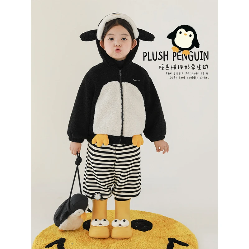 YOEHYAUL/幼悠幼悠 冬三波【可爱企鹅】企鹅系列加厚毛绒外套GD3573