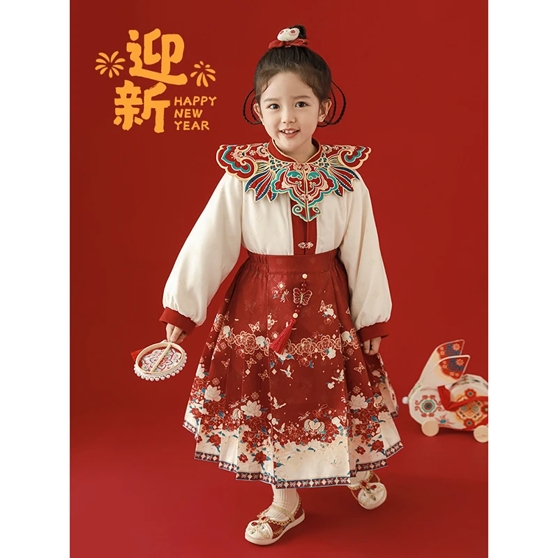 【清】幼悠【流光溢彩】冬六波复古中国风拜年服女宝年服外套潮 D3832
