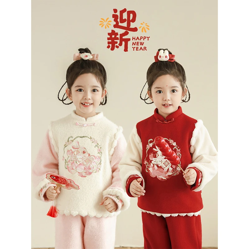 幼悠【中国娃娃】冬六波中国风加厚红色保暖年服外套 D3974 D3974-1