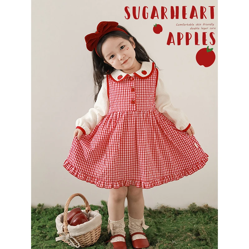 YOEHYAUL/幼悠女童田园风套装春秋女孩甜美可爱连衣汉服裙WC0006