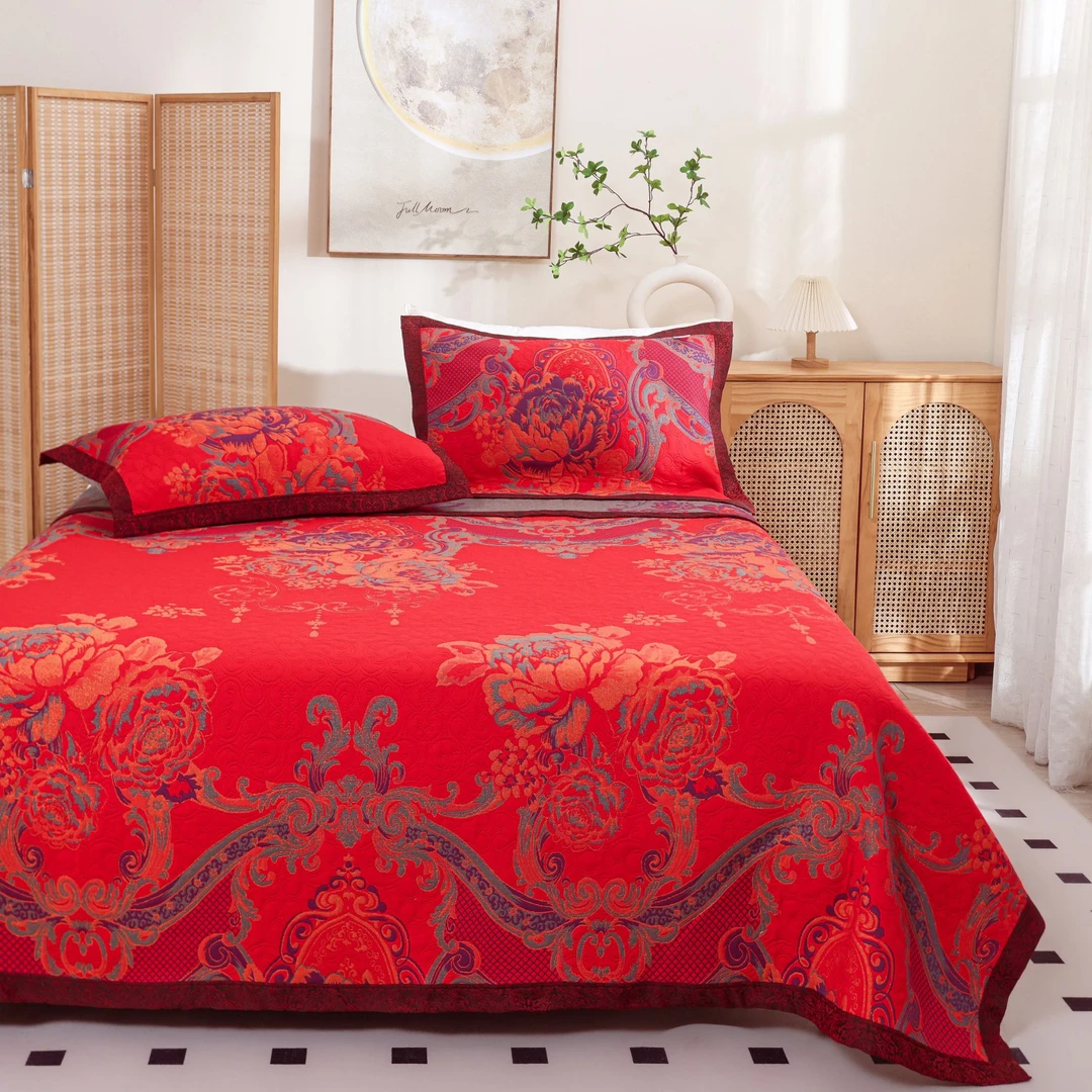 床盖-【大唐盛世】230*250高定轻奢金离子大床盖婚庆毯