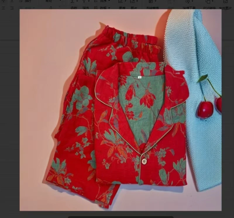 家居服套装-长袖长裤女士可外穿家居休闲睡衣全棉双层纱亲肤柔软