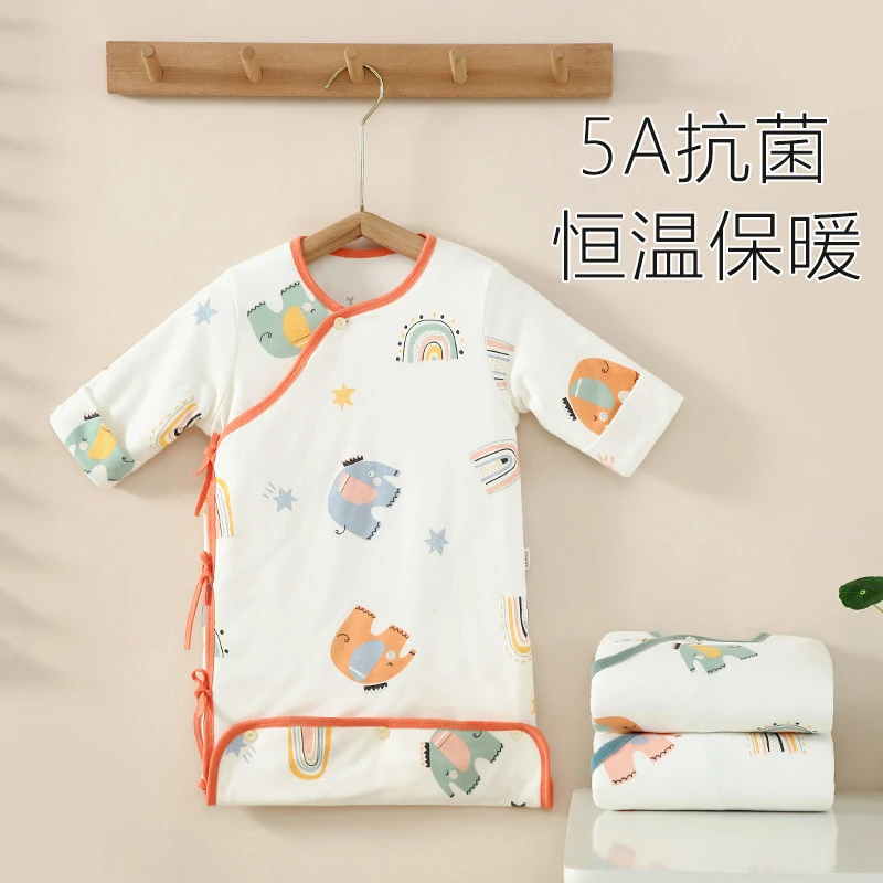 新生婴儿睡袋防惊跳春秋冬厚棉恒温抑菌宝宝一体防踢被襁褓四季用