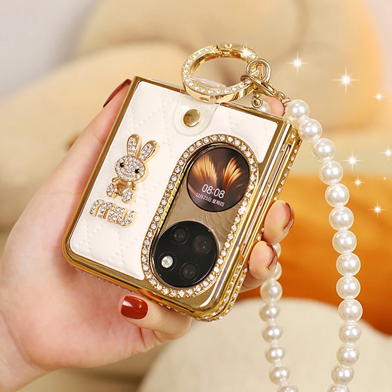 镶钻小香风高档适用华为p50Pocket手机壳链条斜挎手链pockets/2