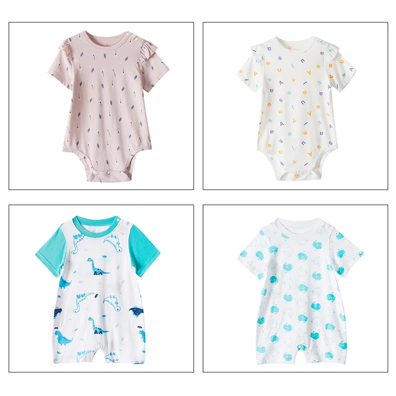 【捡漏】婴童爬服短袖连体衣睡衣夏季薄款短袖爬服新生儿护肚睡衣