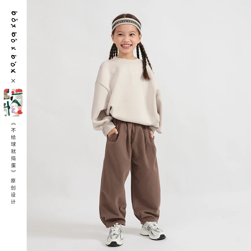 boxboxbox儿童米灰空气棉卫衣无性别慵懒风卫衣女潮牌爆款