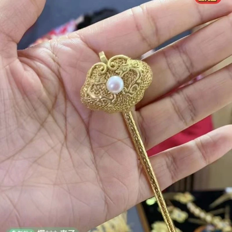 足银银制品 万宝德花丝镶嵌如意簪